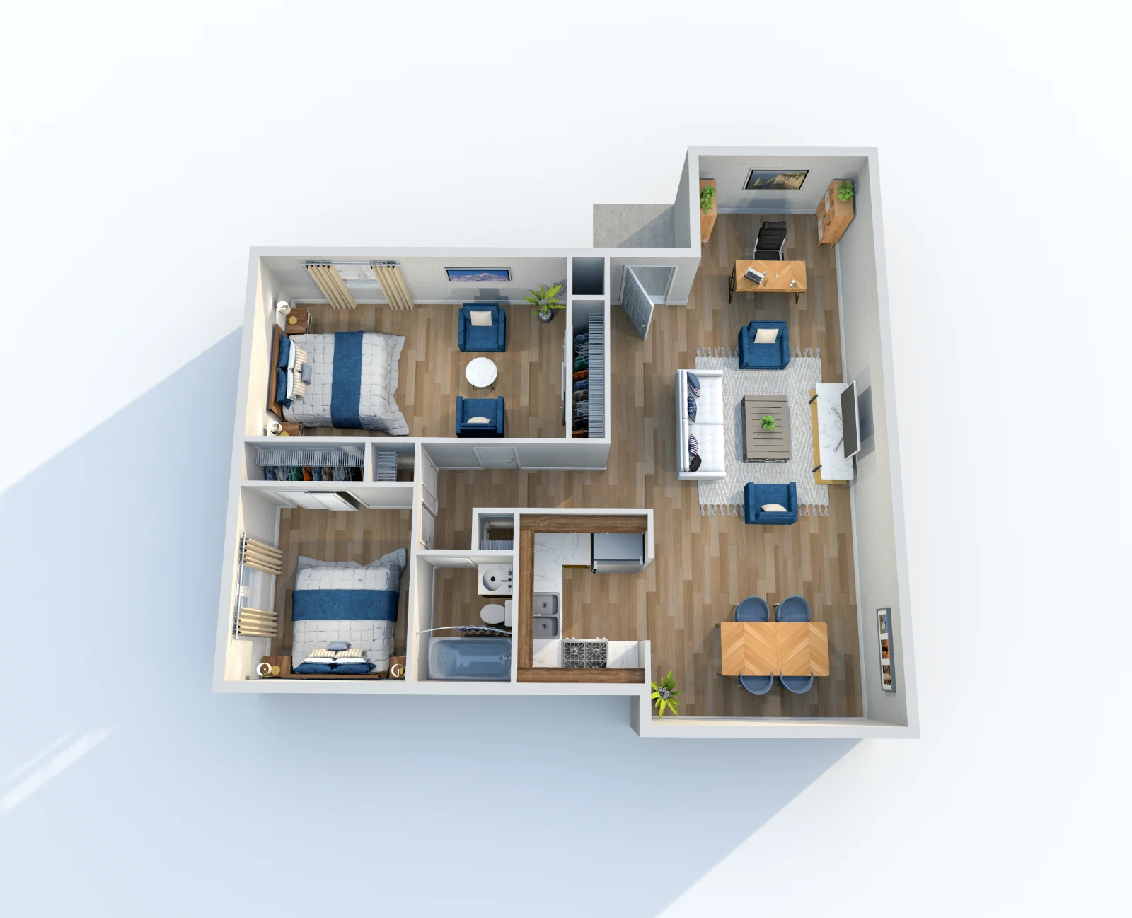 Palmetto at Lakeside — floor plan, Plan B4 · 2 bed · 1 bath · 950 sq ft