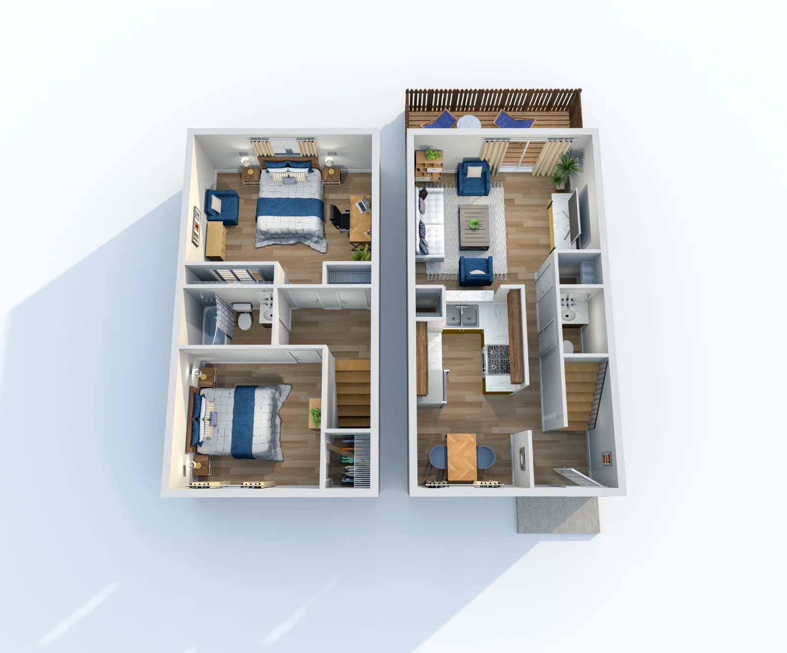 Palmetto at Lakeside — floor plan, Plan B5 · 2 bed · 1.5 baths · 1,000 sq ft